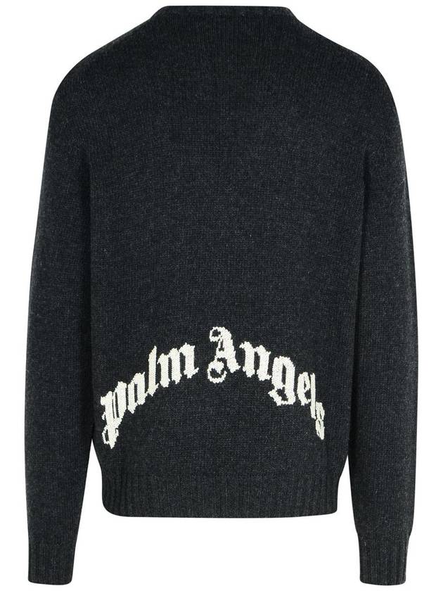 Palm Angels Dark Grey Merino Wool Blend Sweater - PALM ANGELS - BALAAN 3