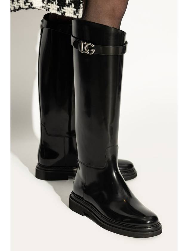 Logo Plaque Long Boots Black - DOLCE&GABBANA - BALAAN 3