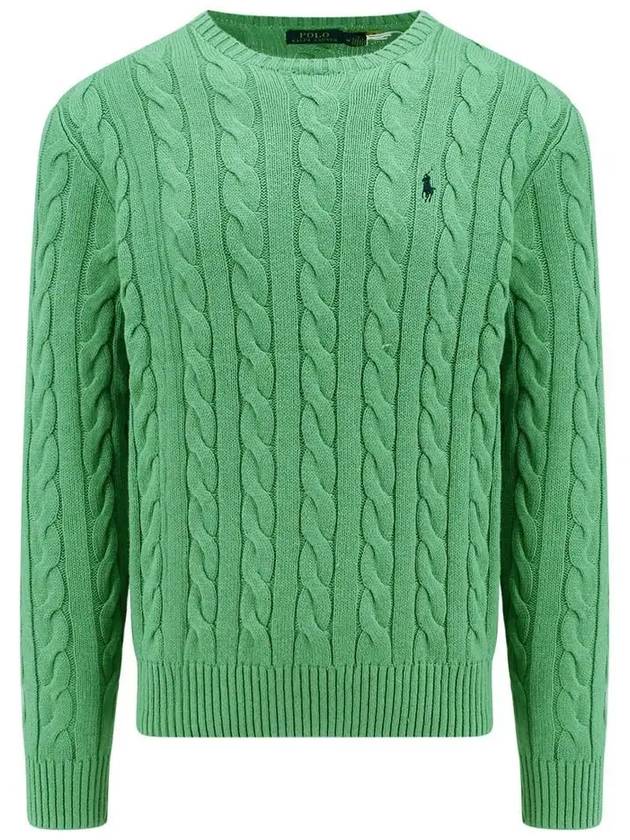 Embroidery Logo Cable Knit Top Green - POLO RALPH LAUREN - BALAAN 3