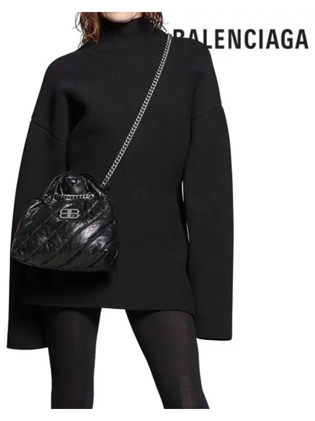 Crush Embellished Logo Quilted Leather Tote Bag Black - BALENCIAGA - BALAAN 7