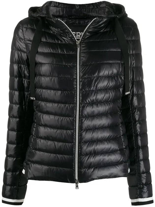 Women's Lightweight Hooded Short Padded Jacket Black - HERNO - BALAAN 1