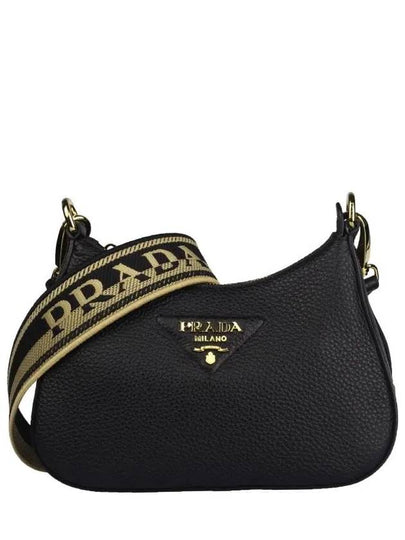 Vitello Dino Leather Shoulder Bag Black - PRADA - BALAAN 2