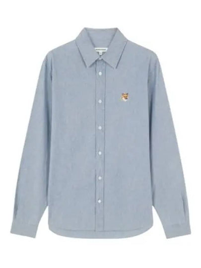 Fox Head Classic Cotton Long Sleeve Shirt Blue - MAISON KITSUNE - BALAAN 2