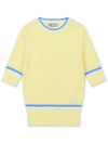 Golfwear Scheme Round Ribbed Knit Short Sleeve T-Shirt Yellow Blue - ONOFF - BALAAN 6