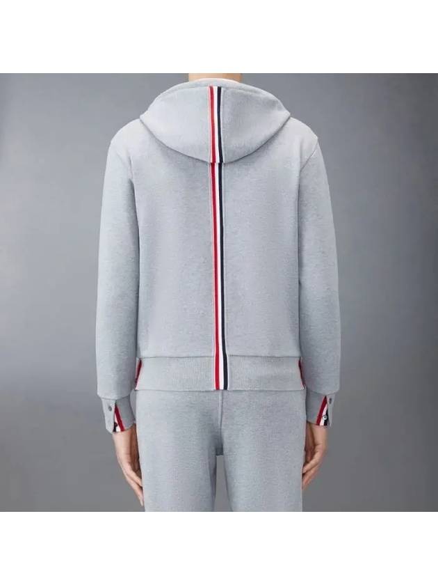 Center Back Stripe Cotton Zip Up Hoodie Light Grey - THOM BROWNE - BALAAN 7