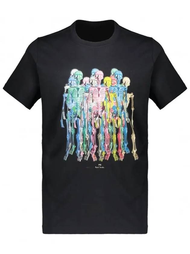 Color Skeleton Printing Short Sleeve T-Shirt Black - PAUL SMITH - BALAAN 3