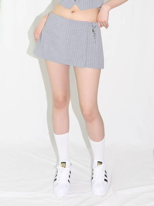 Pinstripe Skirt with Shorts GRAY - CLUT STUDIO - BALAAN 2