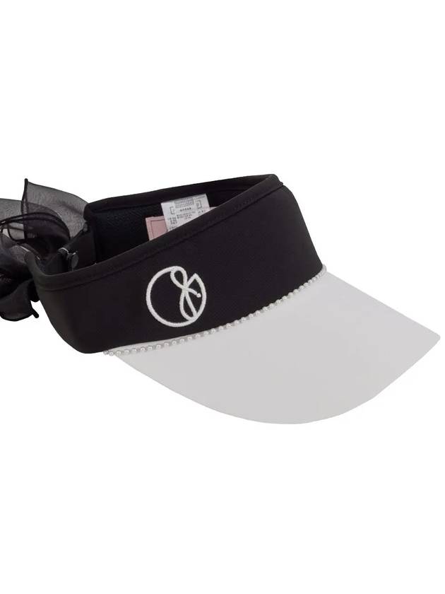 Golf Wear Pearl Line Ribbon Sun Cap White&Black - J JANE - BALAAN 3