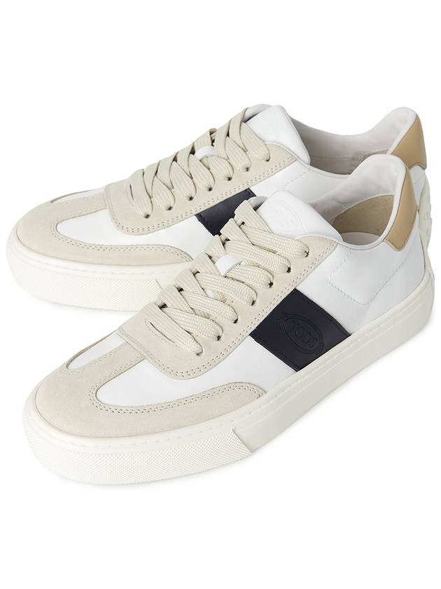 Leather Suede Low Top Sneakers White Black - TOD'S - BALAAN 2