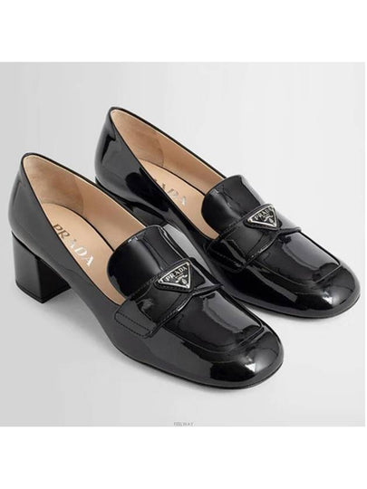 Enamel Metal Triangle Logo Loafers Black - PRADA - BALAAN 2