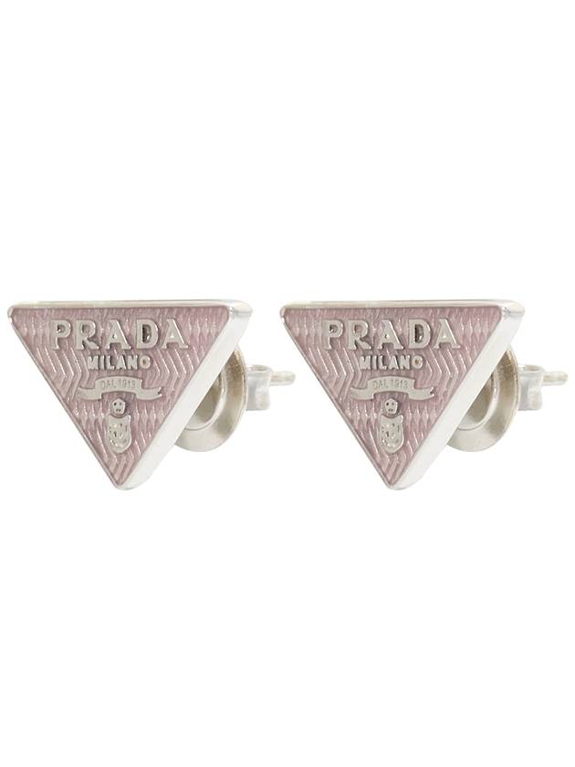 Triangle Logo Earrings Pink - PRADA - BALAAN 3