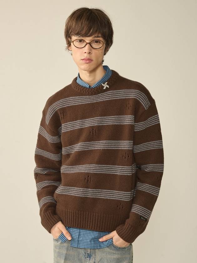 Punching Stripe Sweater Brown - KINETO - BALAAN 1