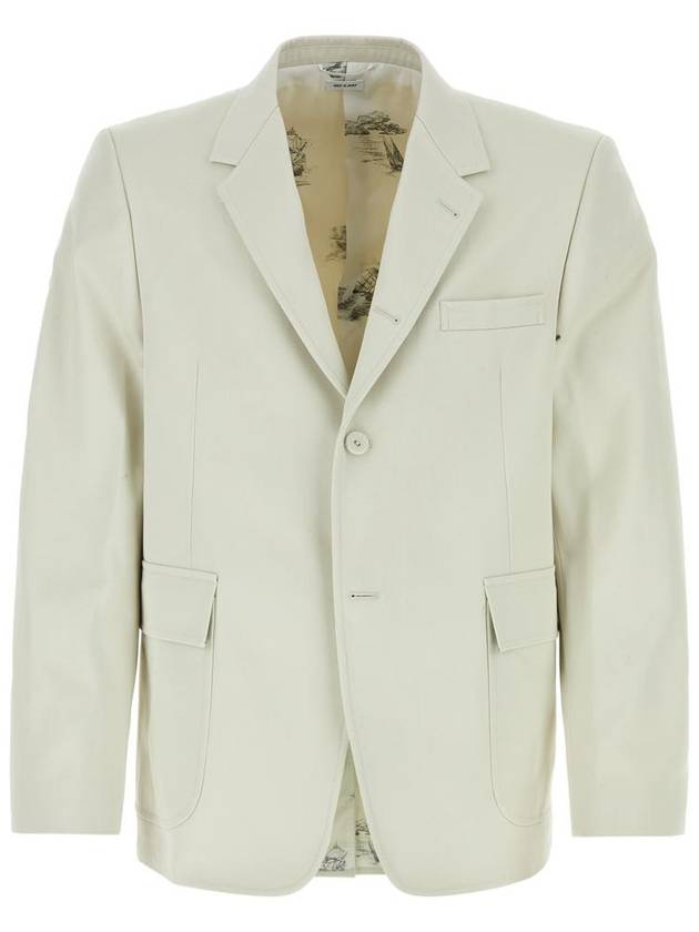 Dyed Gabardine Unconstructed Cotton Jacket White - THOM BROWNE - BALAAN 2