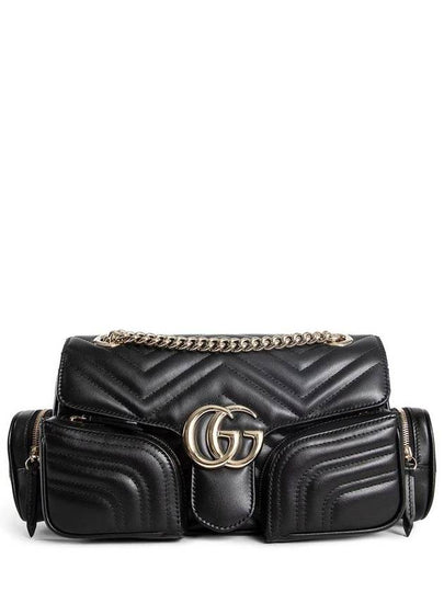 GG Marmont Small Multi Pocket Leather Shoulder Bag Black - GUCCI - BALAAN 2