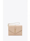 Matelasse Gold Logo Strap Clutch Bag Dark Beige - SAINT LAURENT - BALAAN 2