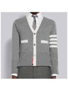 Men's Cashmere 4 Bar Stripe V-neck Cardigan Light Grey - THOM BROWNE - BALAAN 3