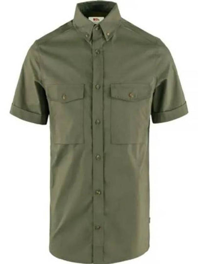 Men's OVIK Air Stretch Short Sleeve Shirt Laurel Green - FJALL RAVEN - BALAAN 2