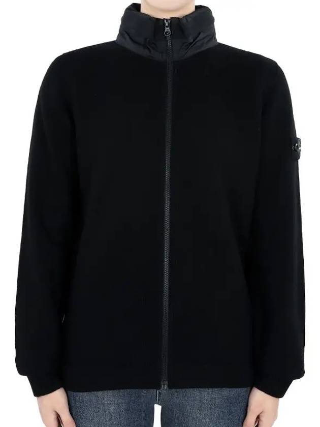 Kids Wappen Patch High Neck Cardigan Black - STONE ISLAND - BALAAN 1