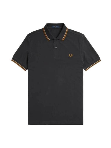 Twin Tip Logo Short Sleeve Polo Shirt Anchor Grey - FRED PERRY - BALAAN 1