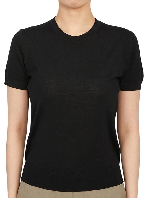 Women's Regal Wool Slim Crew Neck Short Sleeve T-Shirt Black - THEORY - BALAAN 2