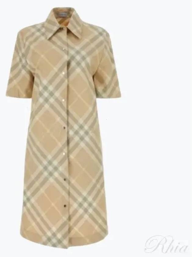 Check Cotton Midi Dress Beige - BURBERRY - BALAAN 2