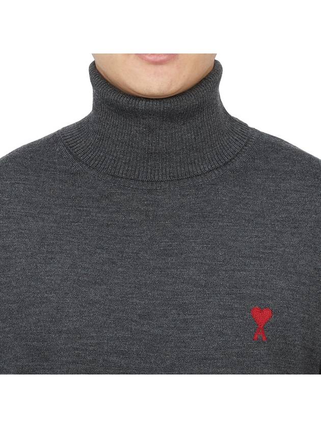 Heart Logo Wool Turtleneck Grey - AMI - BALAAN 6