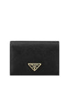 Small Saffiano Leather Half Wallet Black - PRADA - BALAAN 2