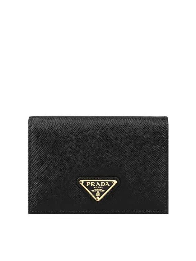 Small Saffiano Leather Half Wallet Black - PRADA - BALAAN 3