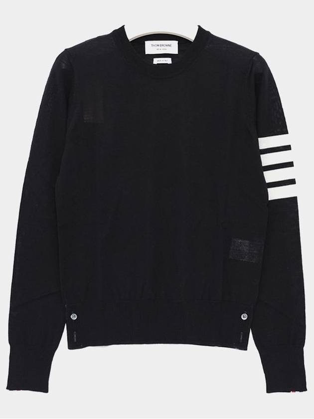 4-Bar Merino Jumper Wool Knit Top Navy - THOM BROWNE - BALAAN 4