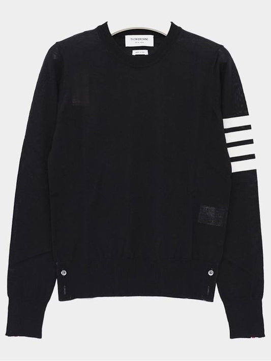 4-Bar Merino Jumper Wool Knit Top Navy - THOM BROWNE - BALAAN 2