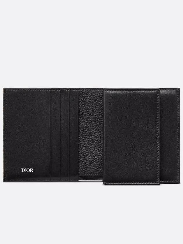 Compact Vertical Oblique Jacquard Card Wallet Black Beige - DIOR - BALAAN 4