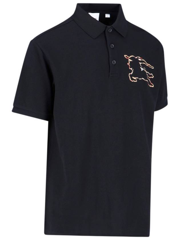 Check EKD Logo Print Cotton Polo Shirt Black - BURBERRY - BALAAN 6