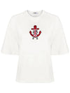 Logo Anchor Embroidery Short Sleeve T-Shirt White - MSGM - BALAAN 2