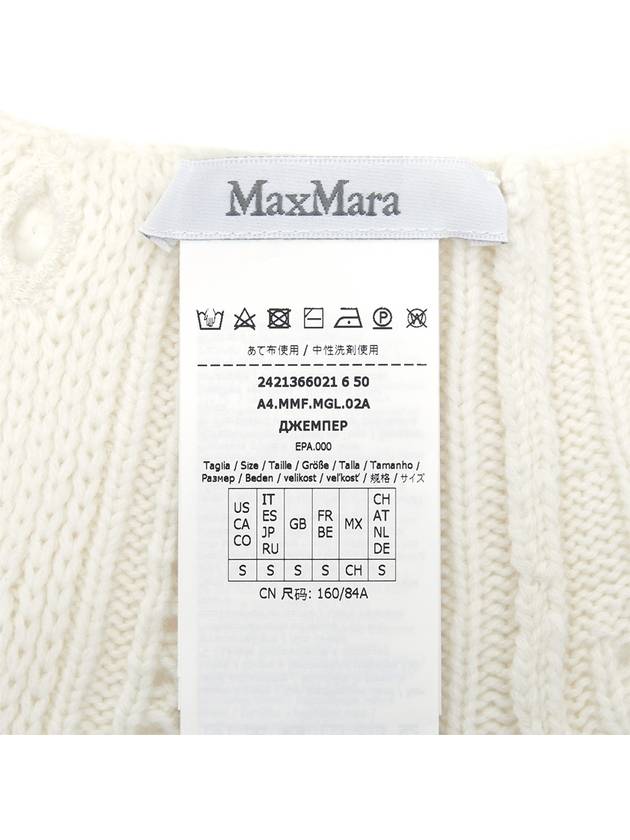 Hodeida Crop Knit Top White - MAX MARA - BALAAN 9