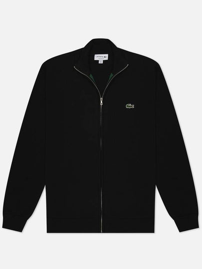 Men's Stand Up Collar Organic Cotton Zip-Up Jacket Black - LACOSTE - BALAAN 2