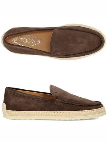 Logo XXW92K0HU30 M8W S610 Suede Raffia Loafer Slip On 1084351 - TOD'S - BALAAN 1