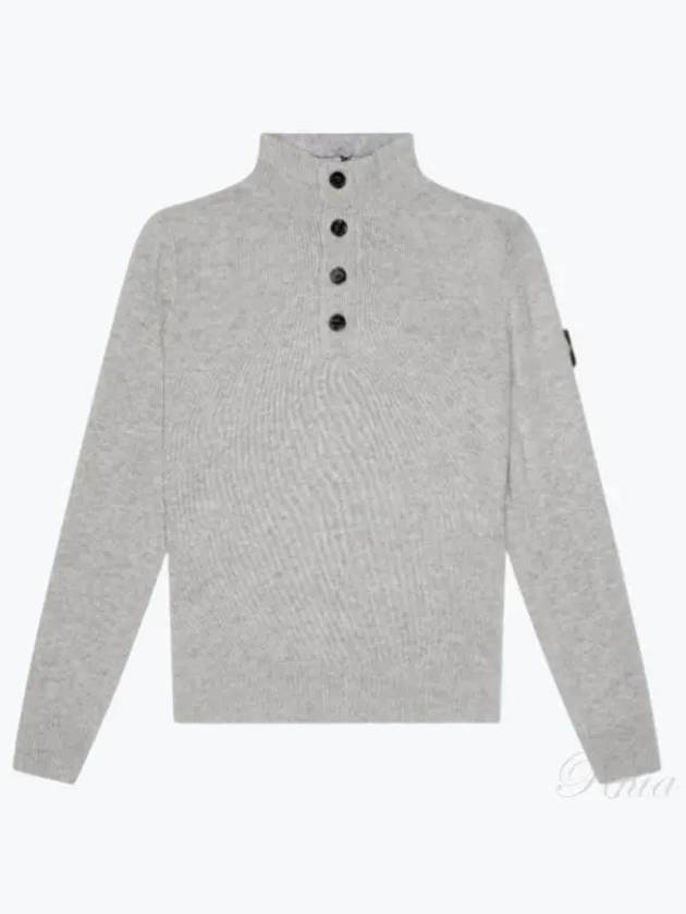 Wappen Patch Half Button Lambswool Knit Top Grey - STONE ISLAND - BALAAN 2