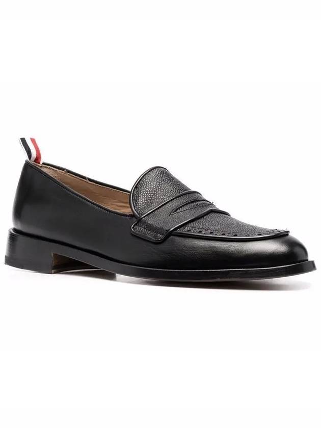 Men's Vitello Flexible Leather Sole Soft Penny Loafer Black - THOM BROWNE - BALAAN 4