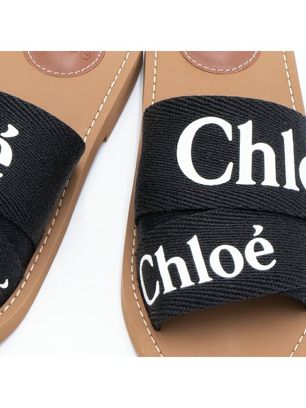 Woody Logo Flat Mule Slippers Black - CHLOE - BALAAN 9