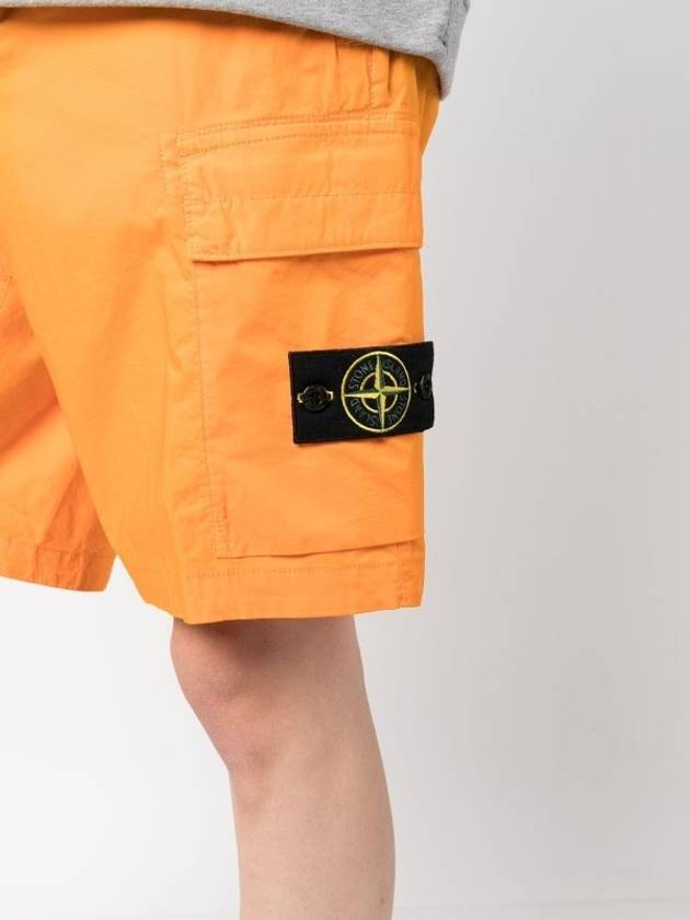Men's Logo Patch Cargo Shorts Orange - STONE ISLAND - BALAAN 6