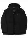 Triangle Logo Cashmere Zip Up Hoodie Black - PRADA - BALAAN 2