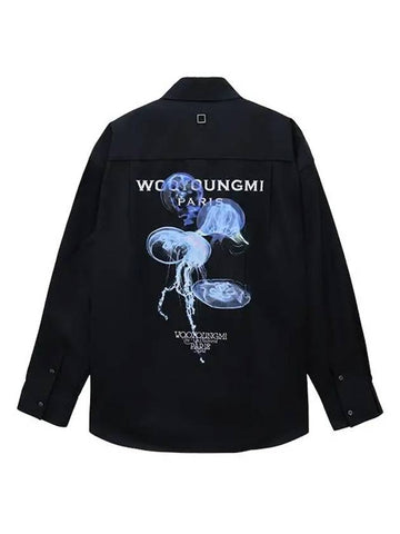 Luminous Jellyfish Back Logo Long Sleeve Shirt Black - WOOYOUNGMI - BALAAN 1