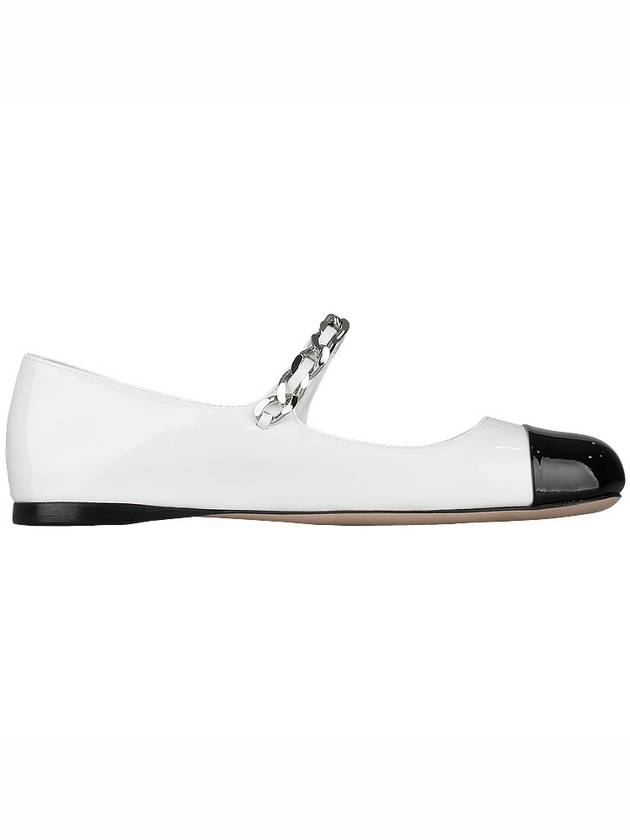 Patent Leather Ballerina Black White - MIU MIU - BALAAN 5