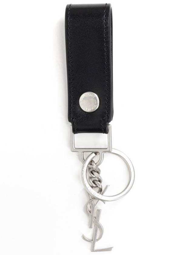 Monogram Leather Key Holder Black Silver - SAINT LAURENT - BALAAN 3