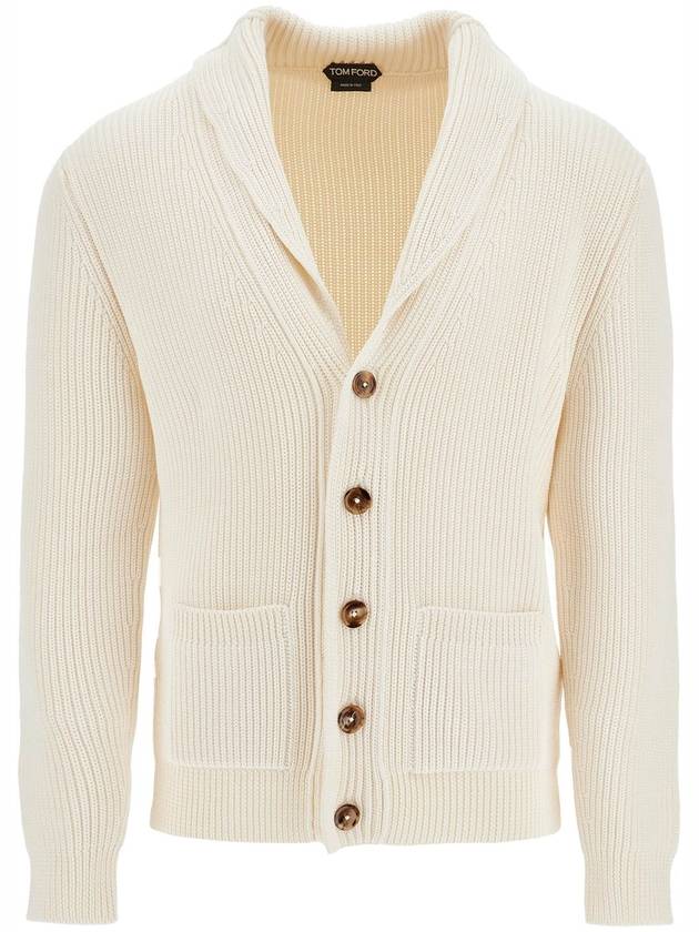 white silk and wool cardigan with shawl collar - TOM FORD - BALAAN 1