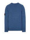 Men's Waffen Patch Crew Neck Raw Cotton Knit Top Blue - STONE ISLAND - BALAAN 3