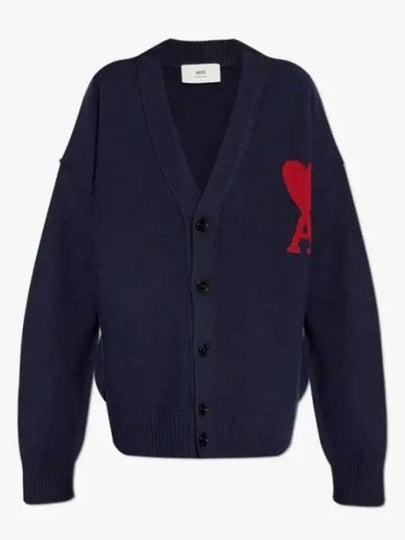 De Coeur Logo Wool Cardigan Navy - AMI - BALAAN 2