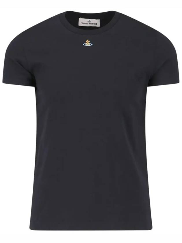 Embroided ORB Peru Short Sleeve T-Shirt Black - VIVIENNE WESTWOOD - BALAAN 3