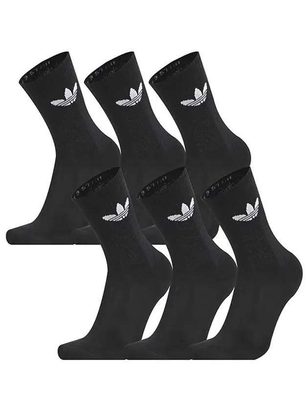 Trefoil Cushion Crew Socks 6 Pairs Black - ADIDAS - BALAAN 2