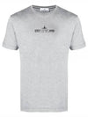 Logo Print Short Sleeve T-Shirt Grey - STONE ISLAND - BALAAN 2